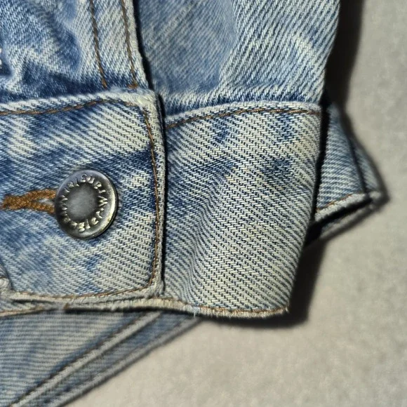 Vintage Wrangler HERO Denim Trucker Jacket M Blue Y2K Distressed 90s Streetwear - Picture 12 of 16